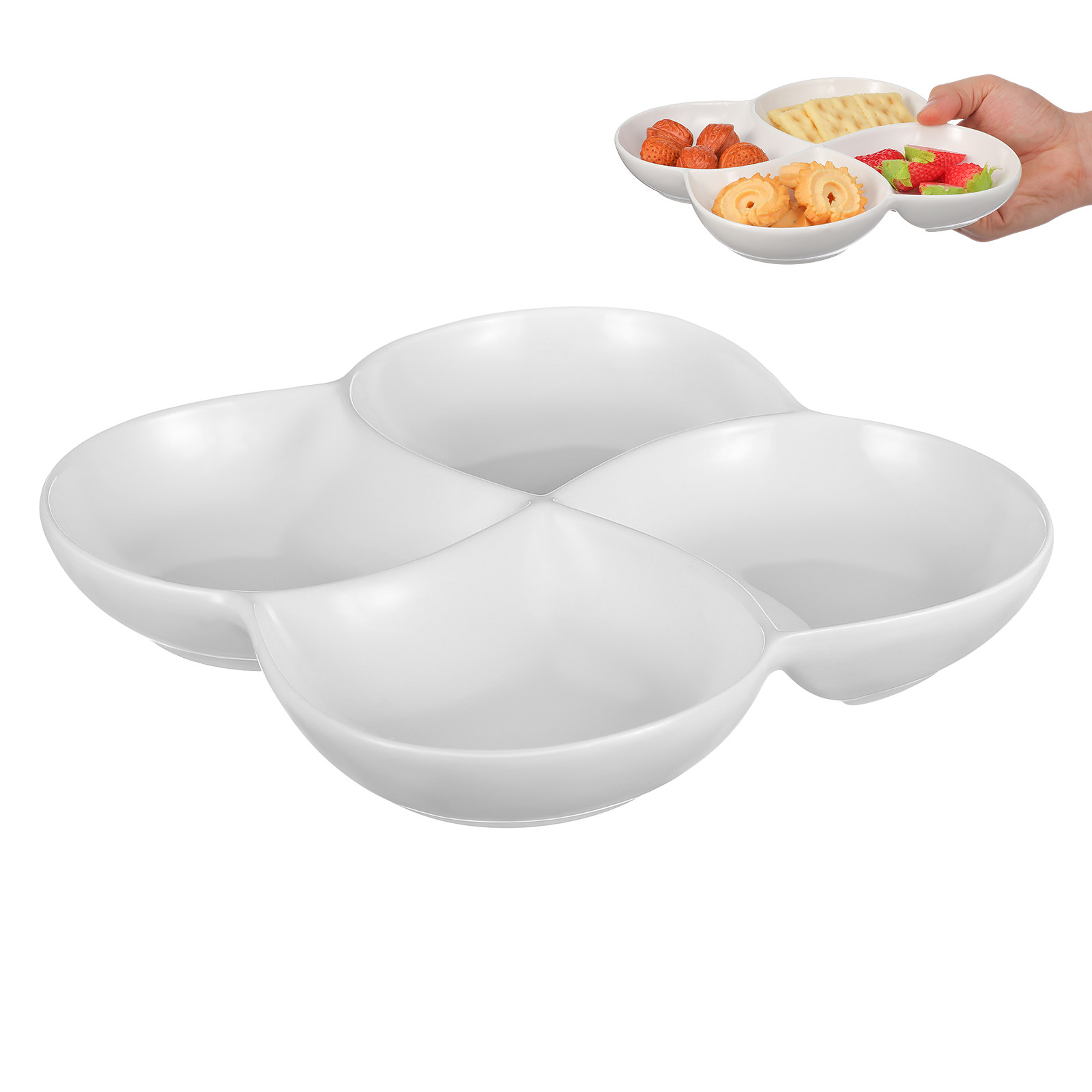 Food Snacks Company - 세라믹 음식 접시 4칸 서빙 트레이